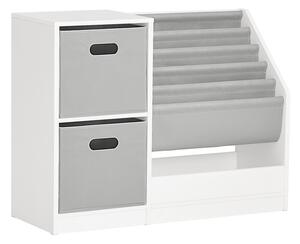Sobuy Kmb76-W Knihovna Dětská Polička S Boxy Úložná Polička Police Na Hračky Nábytek Do Dětského Pokoje Bílá 80X61X30Cm