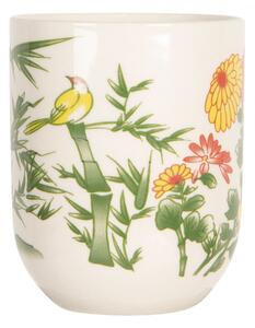 Porcelánový kalíšek na čaj s bambusem a květy- ∅ 6*8 cm / 0,1L – 100 ml