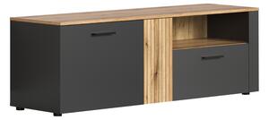 KONDELA TV stolek, grafit/dub evoke, ESENA 2D1S