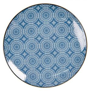 Dezertní talíř s modrým květinovým ornamentem Blue Snowflake – 21x1 cm