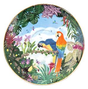 Porcelánový šálek s podšálkem s papoušky Papagai – 12x10x6 cm