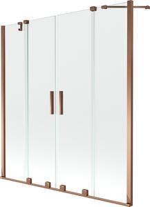 Mexen Velar Duo, 2-křídlová posuvná vanová zástěna 140 x 150 cm, 8mm čiré sklo, růžové zlato profil, 896-140-000-02-60