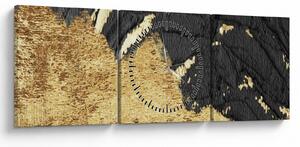 Obraz - Zlatá struktura N⁰1 (s hodinami) (90x30 cm)