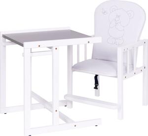 Jídelní židlička dřevěná Drewex Antonín Medvídek a motýlek stříbrná