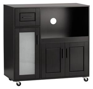 Sobuy Fsb78-Sch Příborník Kuchyňský Vozík Skříňka Do Mikrovlnky Kuchyňská Skříňka Černá 88,5X89X40Cm