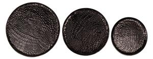 3ks černý kovový dekorativní podnos/ tác – 40x2 / 35x2 / 29x2 cm