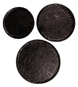 3ks černý kovový dekorativní podnos/ tác – 40x2 / 35x2 / 29x2 cm