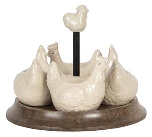 4stojánky na vajíčka na dřevěném tácu Chick Bei – 19x16 cm