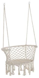 Outsunny Boho Chic Styl Zahradní Houpací Síť, Polyester a Makramé Zavěšené Křeslo pro Vnitřní a Venkovní Použití, Krémové, 80x60x36cm | Aosom