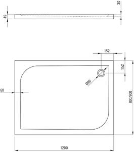 Deante Cubic obdélníková sprchová vanička 120x90 cm bílá KTK_043B