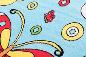 Kusový koberec dětský J0150 - Motýli - modrá - 80x150 cm