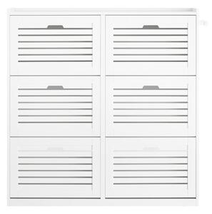 Sobuy Fsr145-W Botník Se 6 Klopami Botník Se 2 Háčky Sklápěč Bot S 12 Policemi Bílá 115X112X30Cm