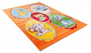 Kusový koberec dětský J0300- Zvířátka - oranžová - 240x330 cm