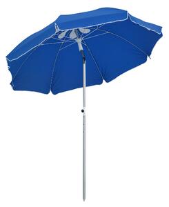 Outsunny Plážový Parasol Oktagonální Sklo Ø 180 cm s Vysokohustotním Polyesterem, Ochrana proti UV, Nastavitelný Hliníkový Sloupek s Taškou Modrá | Ao