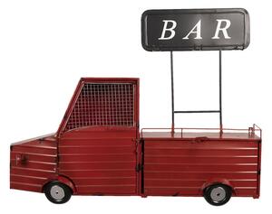 Nástěnné červené auto s cedulí BAR a háčky – 97x16x77 cm