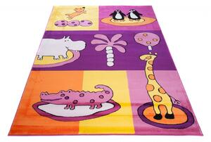 Kusový koberec dětský J0810 - ZOO 3 - fialový - 80x150 cm