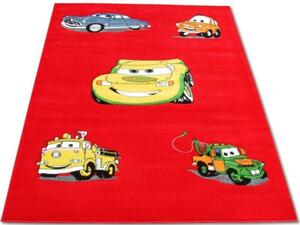 Kusový koberec dětský JE0180 - Auta na červené - 160x220 cm