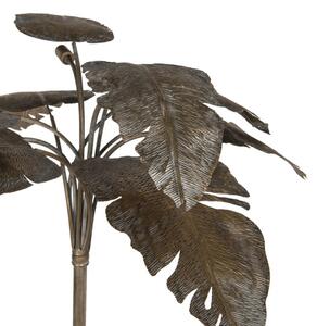 Bronzová antik kovová stojací lampa s dekorem listů – 64x64x165 cm