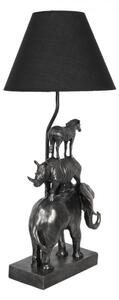Stolní lampa s černým stínidlem a dekorací zvířat Safari – 32x27x65 cm