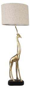 Zlatá stolní lampa se žirafou a béžovým stínidlem – 30x85 cm