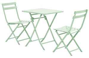 Skládací bistro zahradní set Outsunny - čtvercový stůl rozměrů 60D x 60Š x 71V cm se 2 židlemi - zelený, voděodolný, práškově lakovaný kov | Aosom