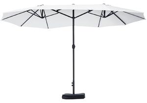 Outsunny Dvoubarevný Obdélníkový Slunečník 4,6m x 2,7m x 2,4m s kličkou, vč. základny a pískových pytlů, ideální na balkon a k bazénu, béžový | Aosom
