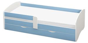 KONDELA Postel s roštem a úložným prostorem 90x200, bílá/modrá, COCOLINO