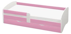 KONDELA Postel s roštem a úložným prostorem 90x200, bílá/růžová, COCOLINO