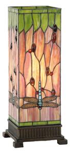 Stolní lampa Tiffany Square dragonfly – 18x18x45 cm
