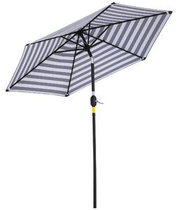 Outsunny Parasol Zahradní Slunečník Terasový Slunečník Kovový Rám Modro-Bílý Ø230 x 216 cm | Aosom