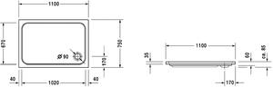 Duravit D-Code obdélníková sprchová vanička 110x75 cm bílá 720097000000000