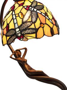 Žlutá stolní lampa Tiffany Jess s vážkou- 28*20*40 cm E14/max 1*25W – 28x20x40 cm
