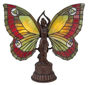 Barevná stolní lampa Tiffany Butterfly Lady – 41x20x41 cm