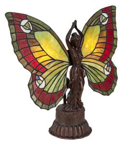 Barevná stolní lampa Tiffany Butterfly Lady – 41x20x41 cm