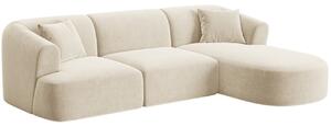 -25 % Dny MOMENTI– Cosmopolitan Design Světle béžová sametová rohová pohovka Campi 256 cm, pravá