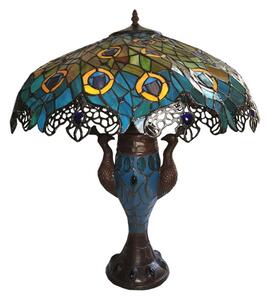 Vitrážová stolní lampa Tiffany Paons – 56x68 cm