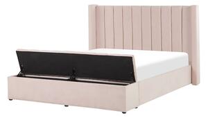 Manželská postel 160 cm NAIROBI (textil) (světlerůžová) (s roštem). 1018530