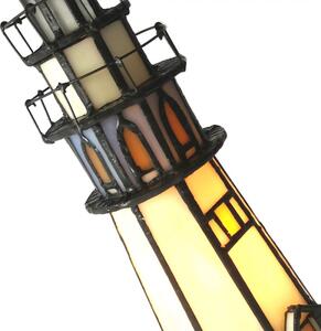 Vitrážová stolní lampa Tiffany v designu majáku Phare – 12x28 cm