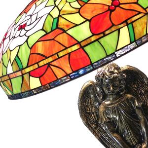 Vitrážová lampa Tiffany s andělem Magda – 57x83 cm