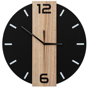 Tutumi, kulaté nástěnné hodiny 35 cm kovové/dřevěné MC70901, černá-hnědá, ZEG-08742