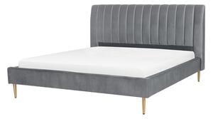Manželská postel 160 cm MASALA (textil) (šedá) (s roštem). 1018565