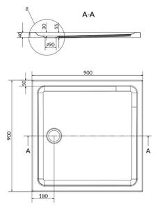 Cersanit Arteco sprchový kout s vaničkou 90x90 cm čtvercový chrom lesk/průhledné sklo S601-116