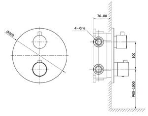 Cersanit Zen, podomítková vanová-sprchová baterie 2-výstupová, chromová, S951-564