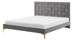 Manželská postel 140 cm LIMO (polyester) (šedá) (s roštem). 1018574