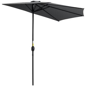 Outsunny Kličkový Slunečník Zahradní Umbrella, Kovový, Půlkruhový, Šedá+Černá | Aosom
