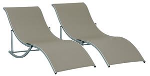 Outsunny 2dílná sada slunečních lehátek, zahradní lehátka, ergonomické textilní lehátko, hliníkové lehátko, světlá šedá 165 x 61 x 63 cm | Aosom