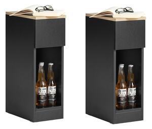 Sobuy Fbt111-Schx2 Noční Stolek Set 2 Ks Rozkládací Stolek Odkládací Stolek Úzký Telefonní Stolek Černá 20X60X35Cm