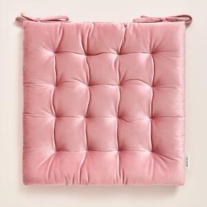 Room99 Polštář na židle/Podsedák s vázáním Nova 40 x 40 cm Velvet Jednobarevný Barva: Růžová