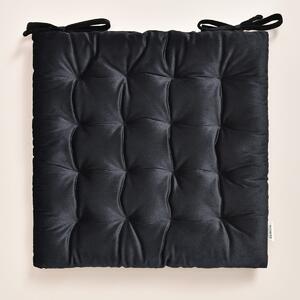 Room99 Polštář na židle/Podsedák s vázáním Nova 40 x 40 cm Velvet Jednobarevný Barva: Černá