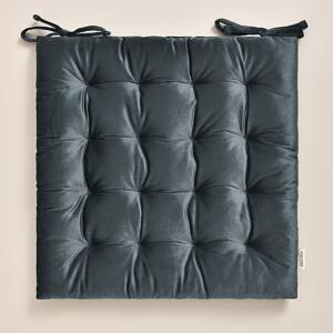 Room99 Polštář na židle/Podsedák s vázáním Nova 40 x 40 cm Velvet Jednobarevný Barva: Černá